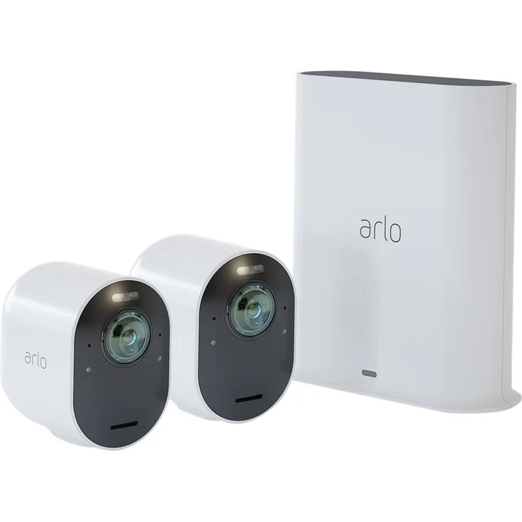 Arlo Ultra Überwachungskamera & Alarmanlage, 4K UHD, 2er Set, Smart Home, kabellos, Innen-Außen, Farbnachtsicht, 180 Grad Blickwinkel, WLAN, 2-Wege Audio, Spotlight, Bewegungsmelder, (VMS5240) - Weiß – Bild 1