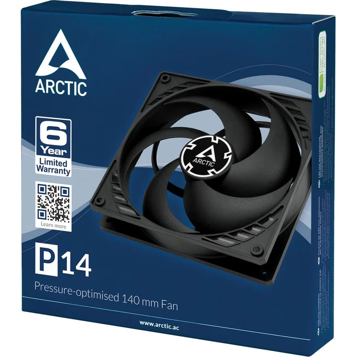 ARCTIC P14 - 140 mm Gehäuse-Lüfter optimiert für statischen Druck, Case Fan, 1700 U-min. - Schwarz - Preisvergleich – Bild 6