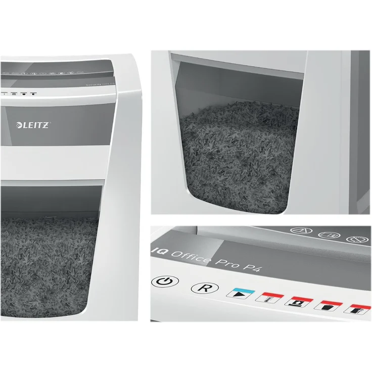 Leitz IQ Office Pro Aktenvernichter, Partikelschnitt, Sicherheitsstufe P4, 20 Blatt Kapazität, 30L Abfallbehälter, Schredder, Weiß, 80060000 – Bild 4