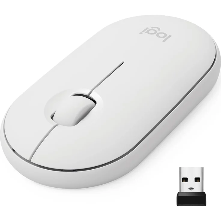 Logitech M350 Pebble Kabellose Maus, Bluetooth und 2.4 GHz Verbindung via Nano USB-Empfänger, 18-Monate Akkulaufzeit, 3 Tasten, Leises Klicken und Scrollen, PC-Mac-iPadOS - weiß – Bild 7