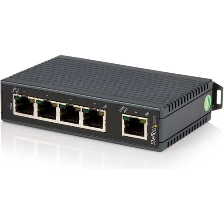 StarTech.com Cisco Industrieller 5 Port Ethernet Switch zur DIN-Schienen Montage nicht verwaltet 5 x 10/100 an DIN-Schiene montierbar (IES5102)