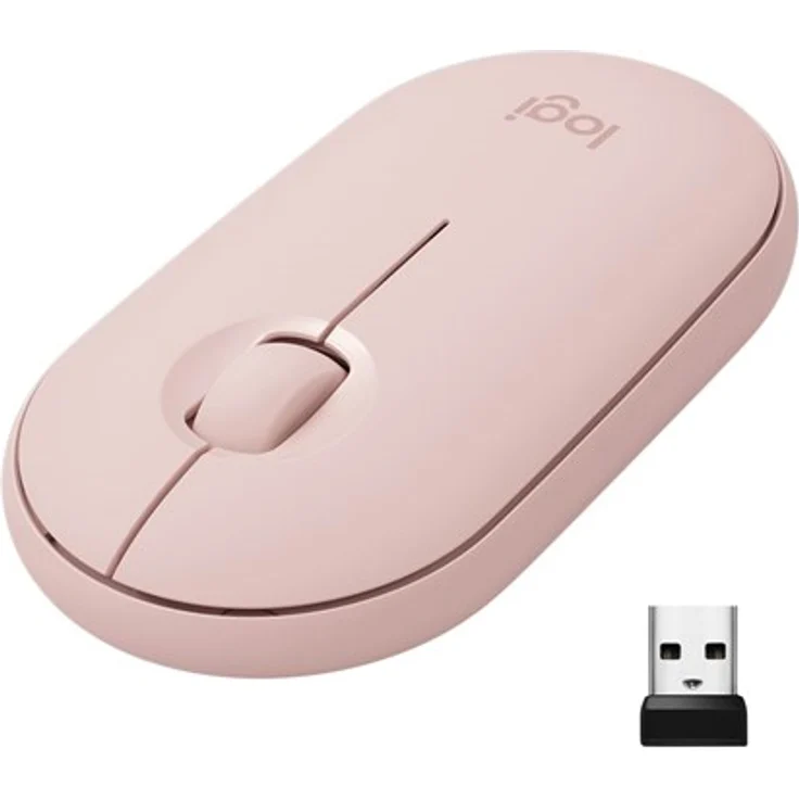 Logitech M350 Pebble Kabellose Maus, Bluetooth und 2.4 GHz Verbindung via Nano USB-Empfänger, 18-Monate Akkulaufzeit, 3 Tasten, Leises Klicken und Scrollen, PC-Mac-iPadOS - rosa – Bild 2