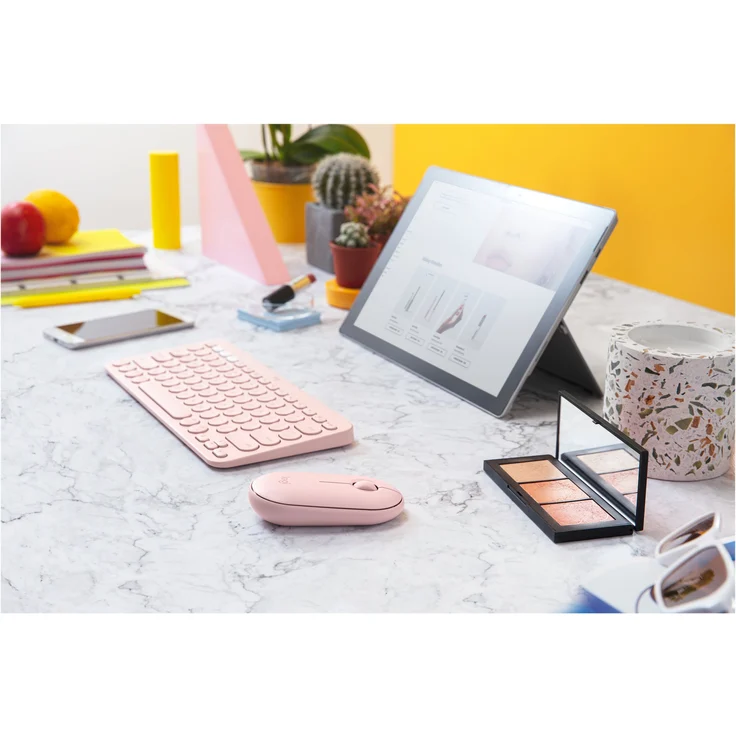 Logitech M350 Pebble Kabellose Maus, Bluetooth und 2.4 GHz Verbindung via Nano USB-Empfänger, 18-Monate Akkulaufzeit, 3 Tasten, Leises Klicken und Scrollen, PC-Mac-iPadOS - rosa – Bild 4