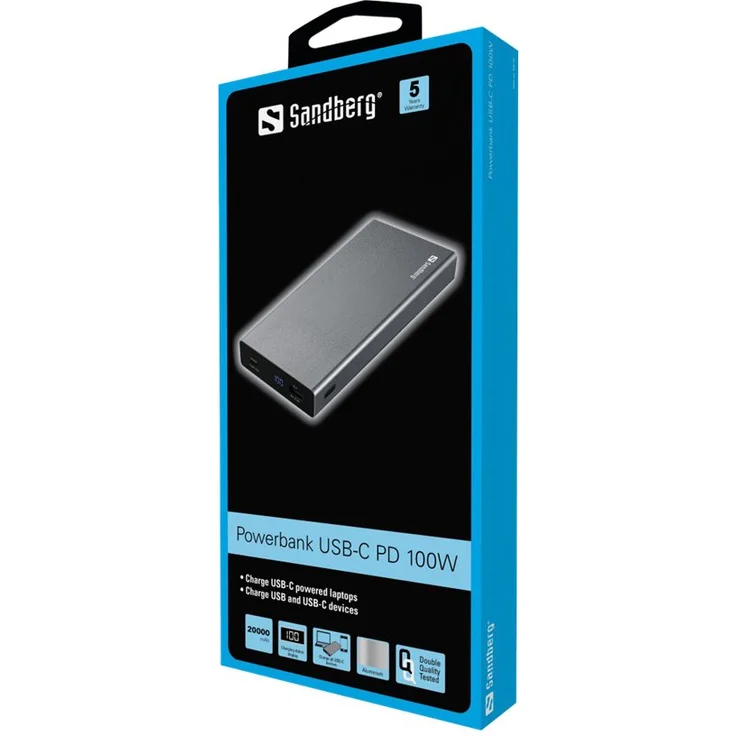 Sandberg Powerbank USB-C PD 100W 20000, 20000 mAh, grau – Bild 3