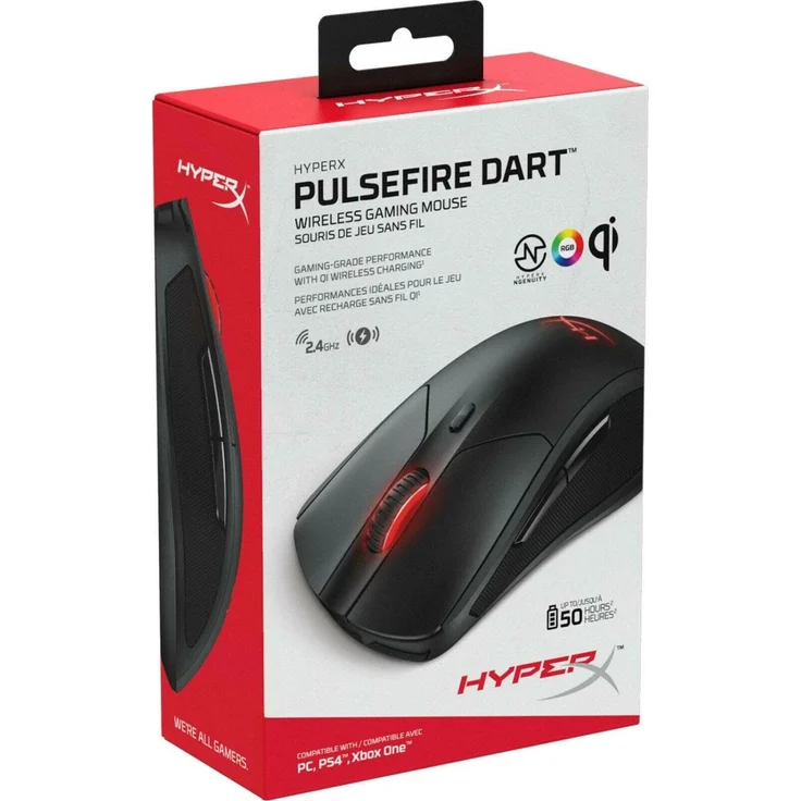 HyperX HX-MC006B Pulsefire Dart - Kabellose RGB Gaming Maus, Softwaregesteuerte Anpassung, 6 Programmierbare Knöpfe, Qi-Charging Batterie bis zu 50 Stunden - PC, PS4, Xbox One kompatibel – Bild 9