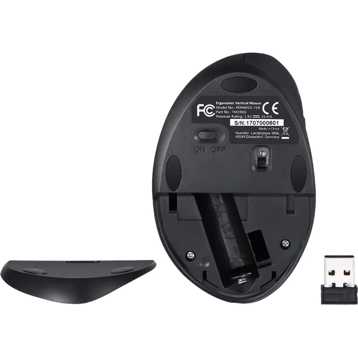 Perixx USB-Maus Optisch Perimice-719 Ergonomisch Schwarz (11522) – Bild 5