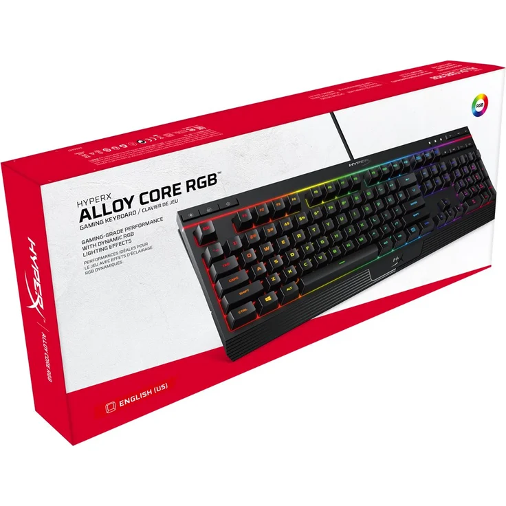 HyperX Alloy Core RGB Tastatur USB QWERTY US Englisch Schwarz - Tastaturen (Standard, USB, Membran-Schlüsselschalter, QWERTY, RGB-LED, Schwarz) – Bild 5