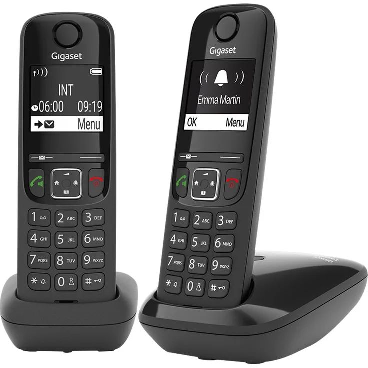 Gigaset AS690 Duo Festnetz-/Schnurlostelefon ohne Anrufbeantworter (DECT-Telefon mit 2 Mobilteilen, Freisprechfunktion, großes Display, große Tasten), schwarz – Bild 2