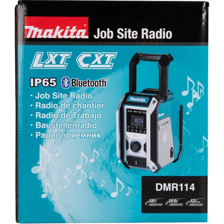 Makita DMR114 12 bis 18 V Li-Ion Baustellenradio mit Bluetooth, LCD-Display, Wecker, geeignet für Outdoor, spritzwassergeschützt, blau – Bild 12