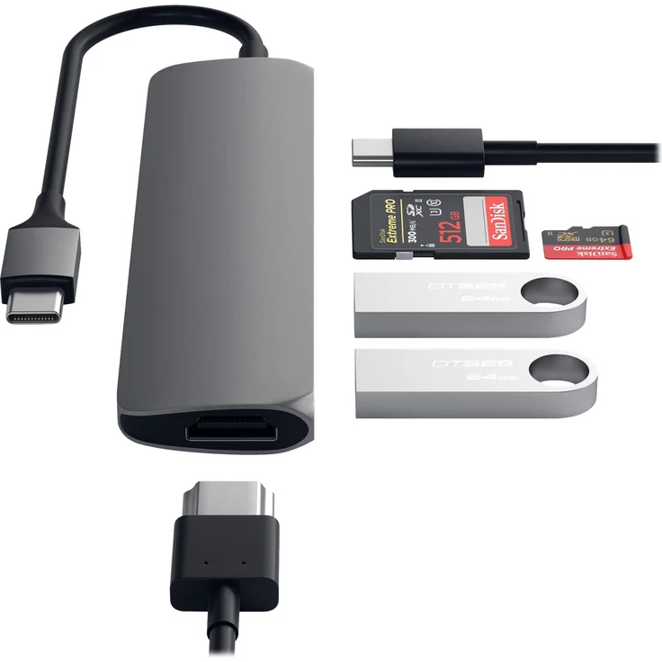 Satechi Type-C USB Passthrough HDMI Hub V2 Space Grau – Bild 4