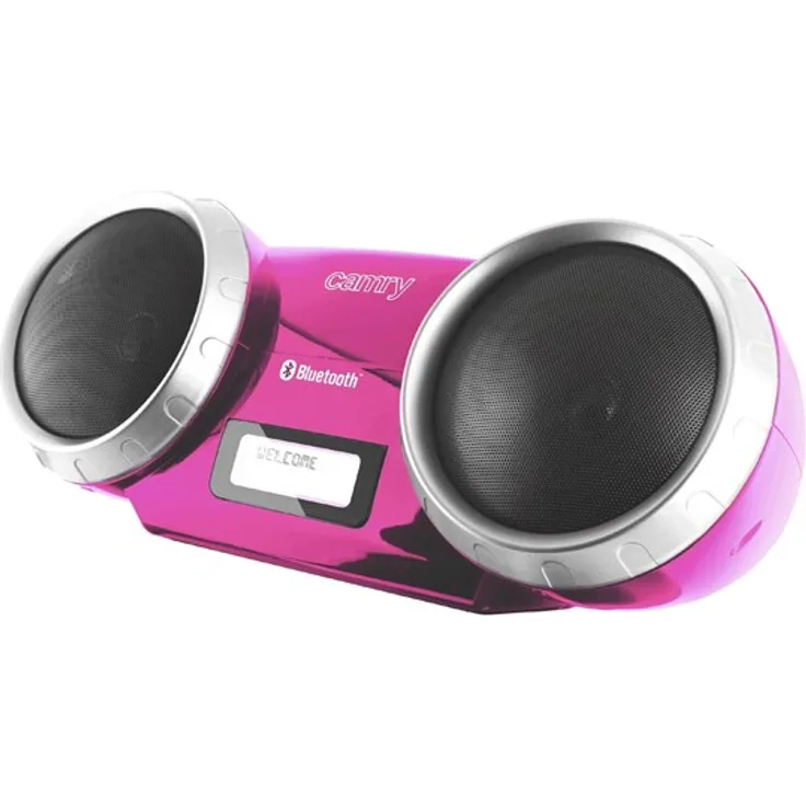 Camry CR1139p SoundBar Portable Bluetooth Lautsprecher Tragbares Radio MP3-USB (AUX IN, Boombox Akku und Netz Tragegriff LED Display, 5W) Rosa
