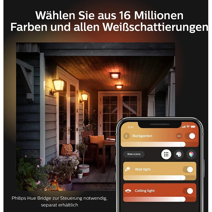 Philips Hue White and Color Ambiance LED Wandleuchte Econic, für den Außenbereich, dimmbar, 16 Mio.Farben, steuerbar via App, kompatibel mit Amazon Alexa – Bild 8