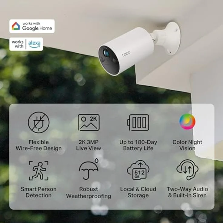 Tapo TC82 2K Akku Überwachungskamera Außen, Kabellos, Farbnachtsicht, IP65, 180 Tage Akkulaufzeit, KI-Erkennung, Alexa & Google Kompatibel – Bild 3