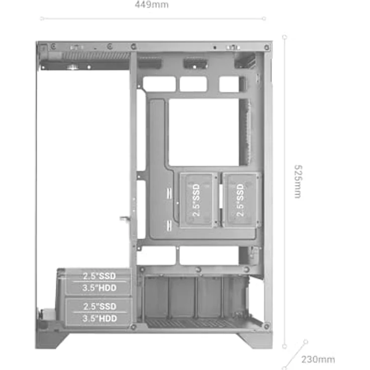 Mars Gaming Mc-Prisma PC-Tower-Gehäuse, Midi Tower, schwarz, mit gehärtetem Glas, RGB-Beleuchtung und Anti-Staubfilter – Bild 7