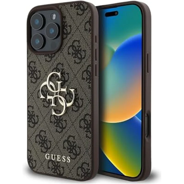 CG MOBILE Guess Hülle Kompatible mit iPhone 16 Pro Max Back-Cover hul - 4G PU Big Logo - Braun (iPhone 16 Pro) - Hartschalenkoffer aus TPU/PC/Kunstleder – Bild 1