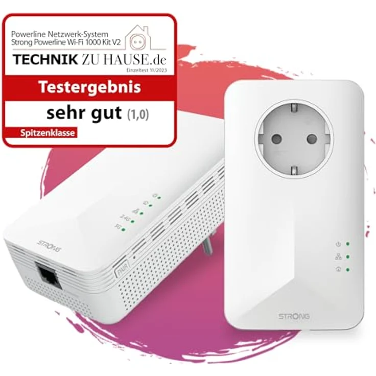 STRONG Powerline WiFi 1000 Duo, 100 Mbit/s, Highspeed WLAN Adapter, bis zu 300 m Reichweite, PowerLAN Set, Internet über Steckdose, WLAN Hotspot Set, Ethernet-Anschluss – Bild 2