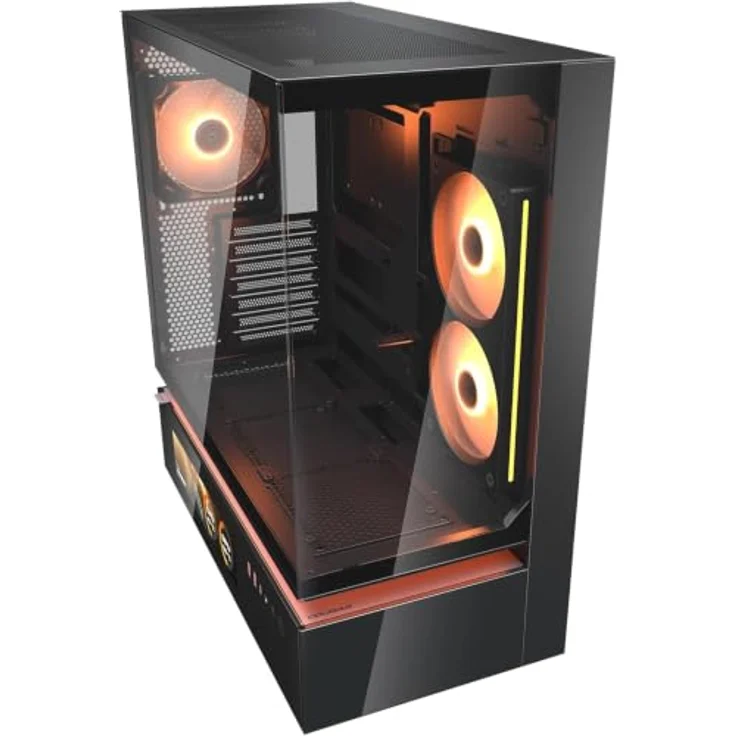 Cougar Gehäuse Midi-Tower CFV235 Vision, ARGB, Glas, Schwarz, für ATX, Micro ATX, Mini-ITX, mit LCD-Display und optimaler Kühlung – Bild 2