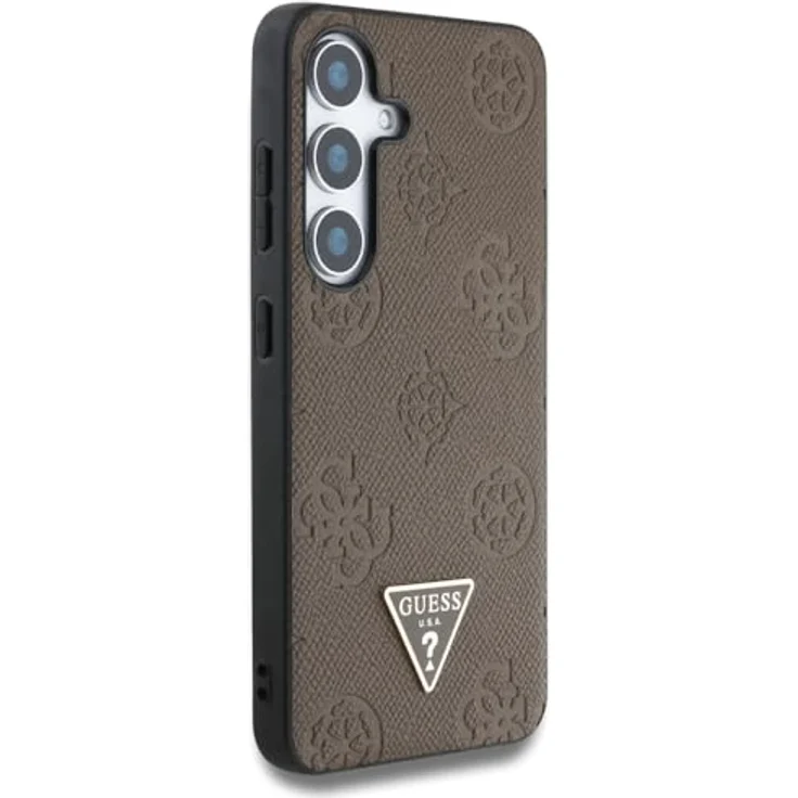 CG MOBILE Guess Grained Hot Stamp Peony Pattern Triangle Logo Hülle für Samsung Galaxy S25, Kompatibel mit MagSafe, Braun, TPU/PC/Leder – Bild 4