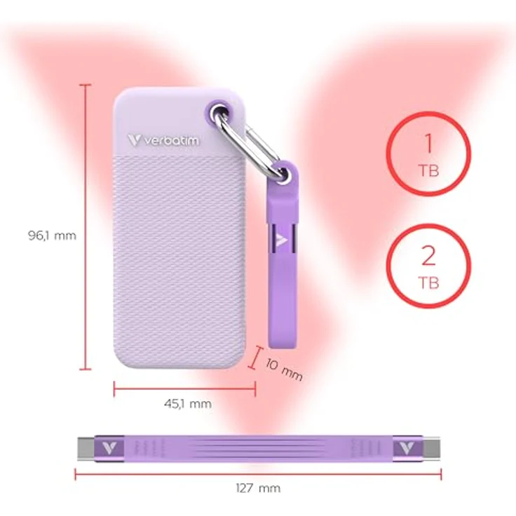 Verbatim Pocket SSD 2TB Purple, Externe SSD mit USB 3.2 Gen 2 für superschnelle Datenübertragung – Bild 3
