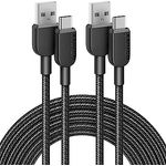 Anker USB C Kabel 2er Set, [3m] Nylon Geflochtenes Schnellladekabel, USB auf USB C für Samsung Galaxy S24/S23/S22 Ultra, iPhone 16/15/14 Pro Max, iPad und MacBook