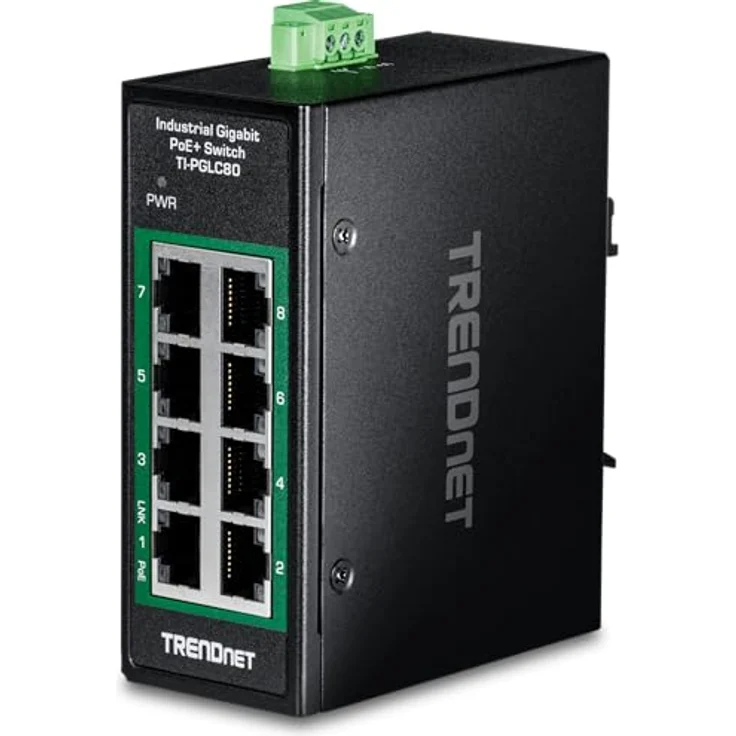 TRENDnet 8-Port Industrial Gigabit PoE+ DIN-Rail Mini Switch, TI-PGLC80 – Bild 1
