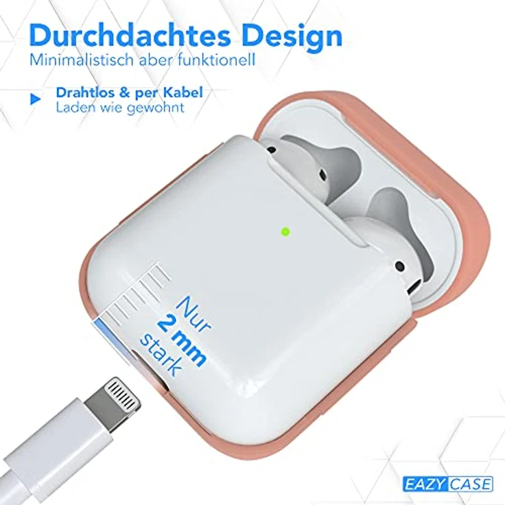 EAZY CASE - Schutzhülle für AirPods 1 & 2 Hülle Rosa Silikon Case Stoßfest mit Deckel Schutz Antikratz Etui Cover rutschfeste Silikonhülle für Airpod Pro 1. / 2. Generation Silikoncase in Altrosa – Bild 5