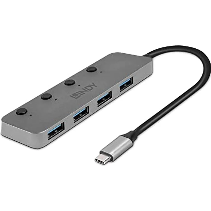 LINDY 43383 4 Port USB 3.2 Gen 1 Typ C Hub mit Ein-/Ausschalter – Bild 1