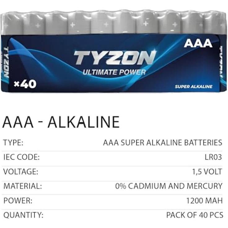 Tyzon® 1,5 V AAA Alkalibatterien, 40 STK. – Bild 3