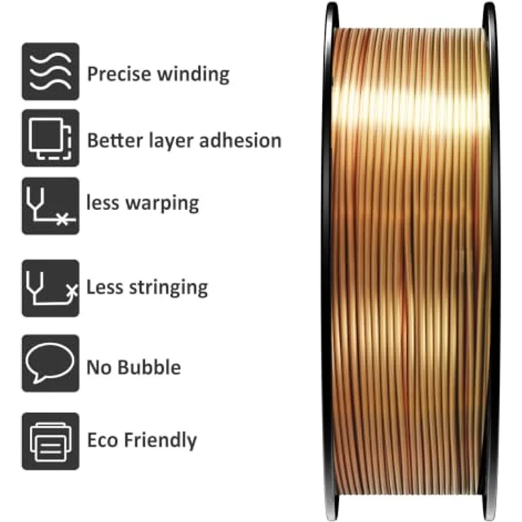 GEEETECH PLA Silk Filament, Silk Bronze Regenbogen, 1 kg, hohe Präzision, verbesserte Haltbarkeit – Bild 2