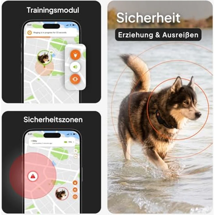 Weenect Hund XT GPS-Halsband für Hunde, wasserdicht, mit XL-Antenne und integriertem Julius-K9 Halsband, gelb, Abonnement erforderlich – Bild 5