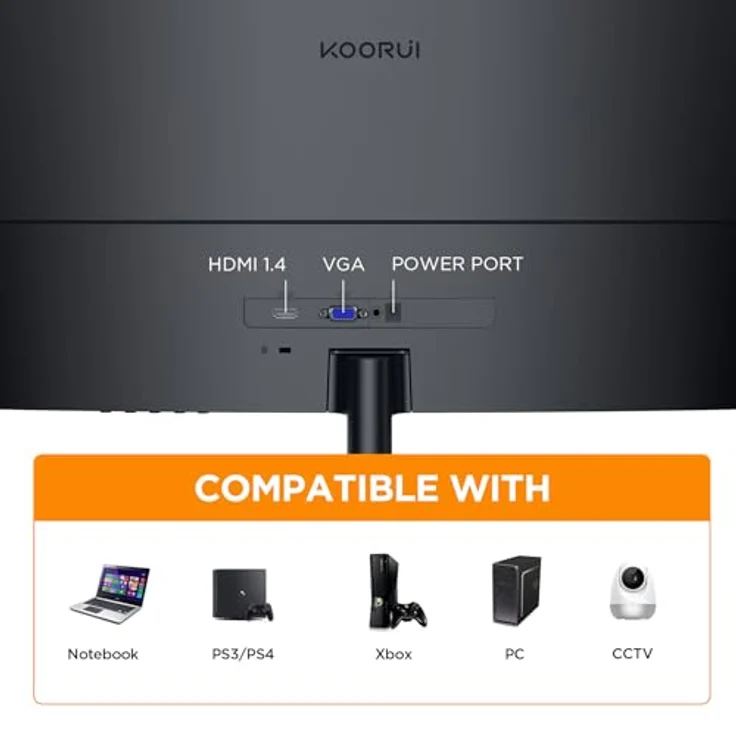 KOORUI 27 Zoll FHD Curved Monitor, 144Hz VA-Panel, 1500R Krümmung, Neigungsverstellung, Augenpflege, HDMI und VGA, Schwarz – Bild 5