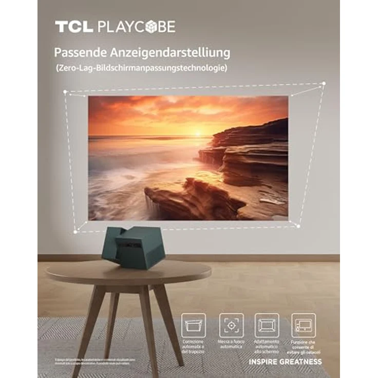 TCL PlayCube 1080P Full-HD DLP-Projektor, Tragbarer GTV-Projektor mit Netflix-Zertifizierung, 750 ISO-Lumen, 4K-Unterstützung, Schwarz – Bild 5