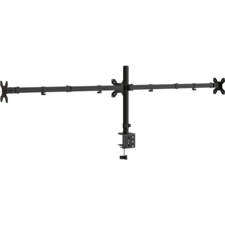 vidaXL Tischhalterung, Verstellbar Monitorhalterung mit C-Klemme, Bildschirmhalterung für 3 Monitore, Monitorständer Halterung, VESA 75/100 mm, Schwarz Stahl – Bild 5