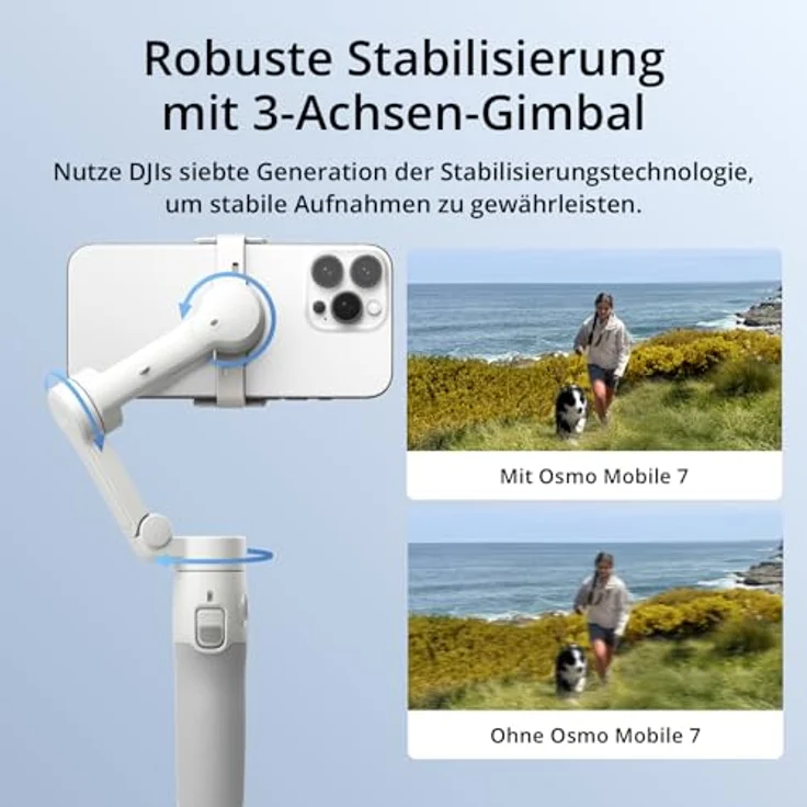 DJI Osmo Mobile 7 Gimbal-Stabilisator für iPhone, Android, Ultraleicht, 3-Achsen-Smartphone-Gimbal, ActiveTrack 7.0, ShotGuides, 10 Std. Nutzung, schwarz – Bild 2