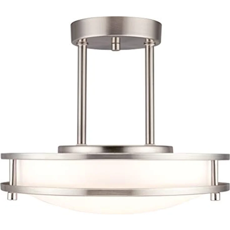 Westinghouse Lighting 64009, Dimmbare LED-Deckenleuchte 30 cm, gebürstetes Nickel mit weißem Acrylglasschirm – Bild 3
