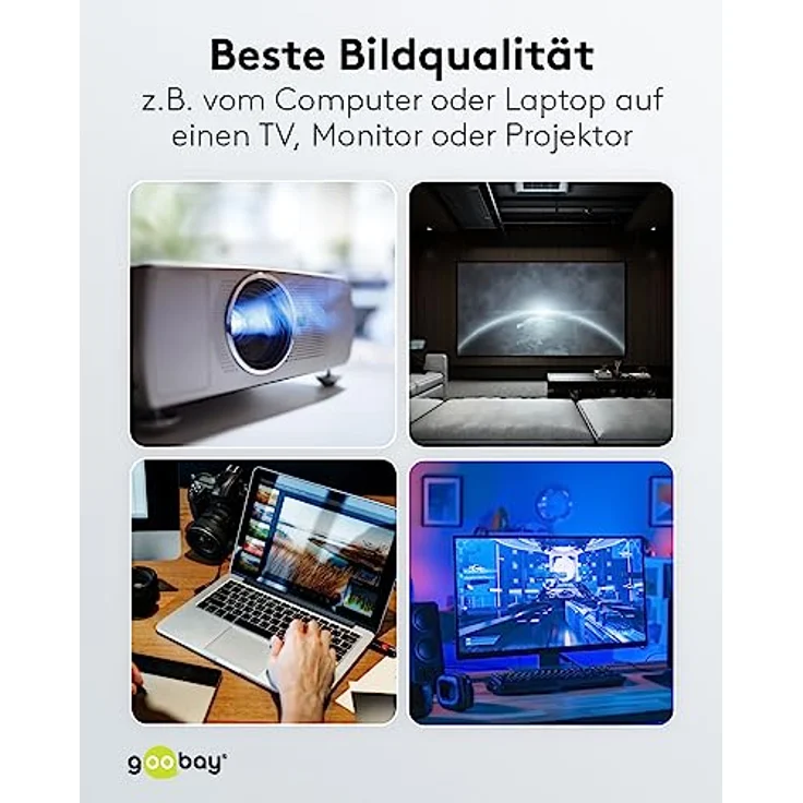 Goobay 64836 DisplayPort 1.2 auf HDMI Adapterkabel 1.4 4K@30Hz / Ultra High Speed HDMI Kabel/Stecker vergoldet für einwandfreie Signalübertragung/Laptop verbinden mit TV, PC und Monitor /2M – Bild 5