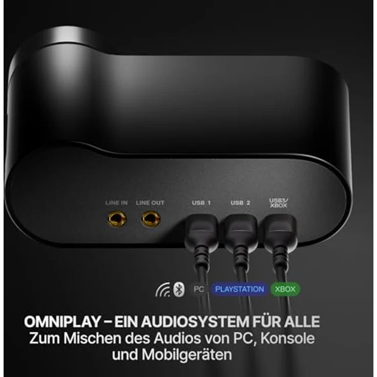 SteelSeries Arctis Nova Elite Hi-Res Wireless Gaming Headset, 96 kHz/24 Bit, Carbonfaser, ANC, KI-Geräuschunterdrückung, 2,4GHz + BT, Multi-Source-Mix, OmniPlay für PC, PlayStation, Xbox, Schwarz – Bild 4