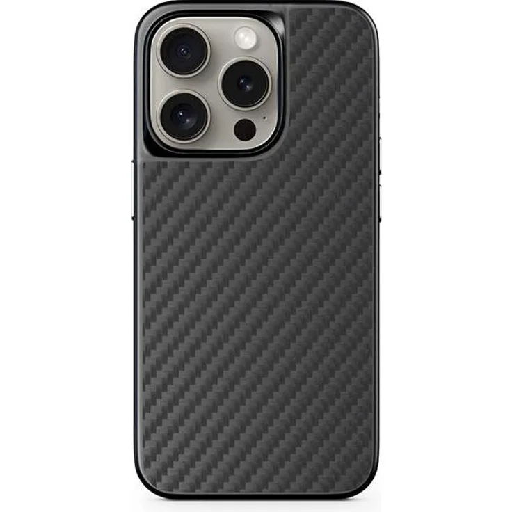 Epico Mag+ Hybrid Carbon Hülle für Apple iPhone 15 Pro Max, schwarz, MagSafe-kompatibel, extrem langlebig aus Aramidfaser und TPU