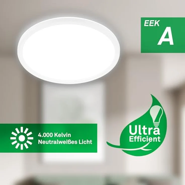 BRILONER LED Deckenlampe - Effiziente 11W LED Lampe mit 2400lm, flach, indirektes Licht, 50.000h Lebensdauer, 29x3 cm, Weiß – Bild 2