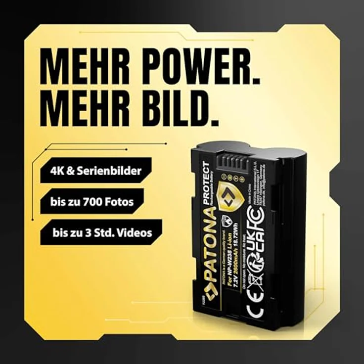 PATONA Protect NP-W235 Akku 2600mAh, Hochleistungs-Ersatzakku für Fuji Fujifilm GFX-50S II, X-H2, X-T5, hitzebeständig, maximale Sicherheit und Kompatibilität – Bild 2