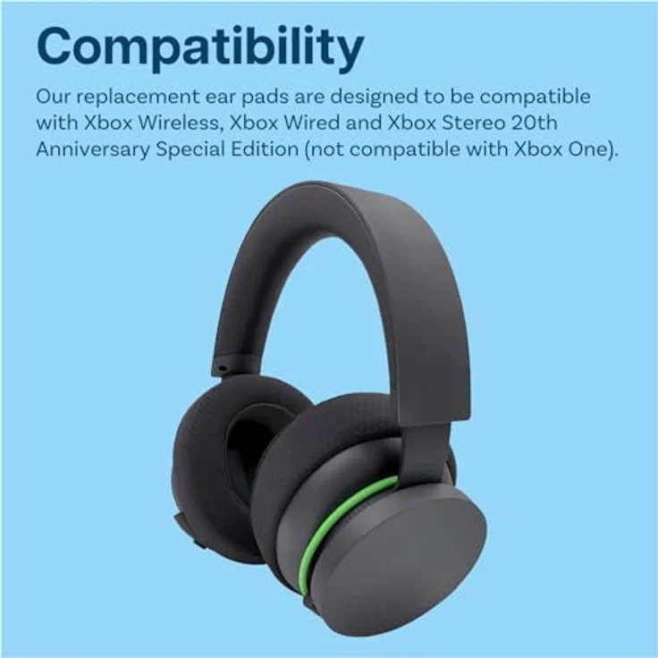 MMOBIEL Ersatz Ohrpolster für Xbox Wireless, Wired, Stereo 20th Anniversary - Memory-Schaumstoff, verbesserte Geräuschisolierung, Schwarz – Bild 4