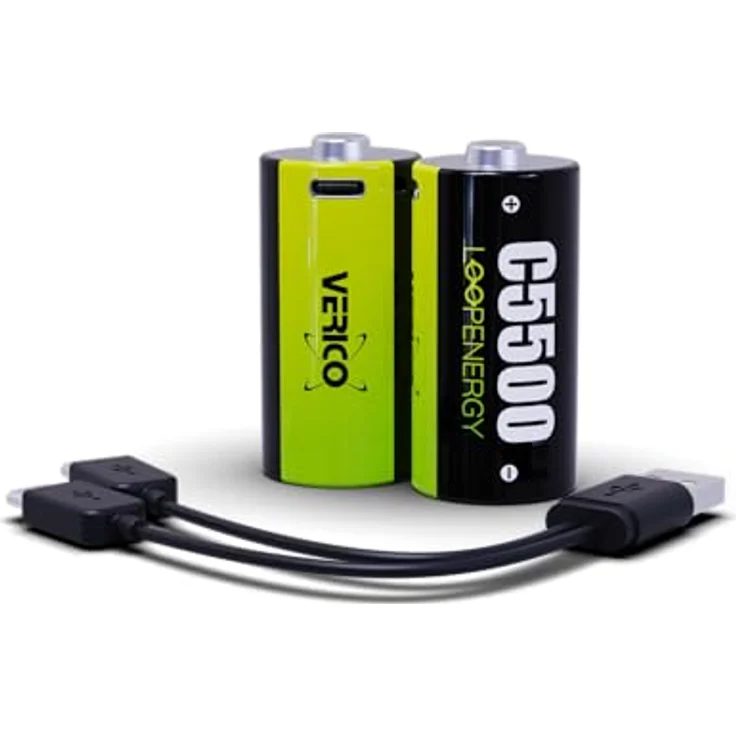 VERICO LoopEnergy Größe C, Baby, CR14-2er Pack, Li-Ion Akku, Schnellladung via USB-C in 2 Stunden, inkl. 1 x Ladekabel Typ A auf 2 x Typ C, Umweltfreundlich & Langlebig – Bild 1