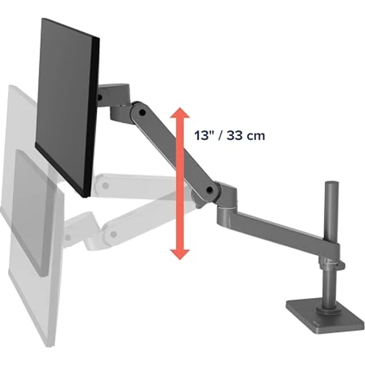 Ergotron LX Pro Monitor Arm, hohe Säule, Tischhalterung für Monitore bis 34 Zoll, Constant Force Technologie, Grau – Bild 6