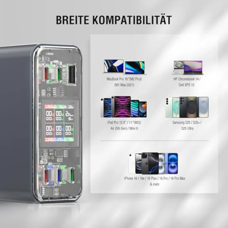 4smarts 540360, USB Ladegerät mit 360 W Leistung, 6 Anschlüsse, Schnellladefunktion, Grau – Bild 6