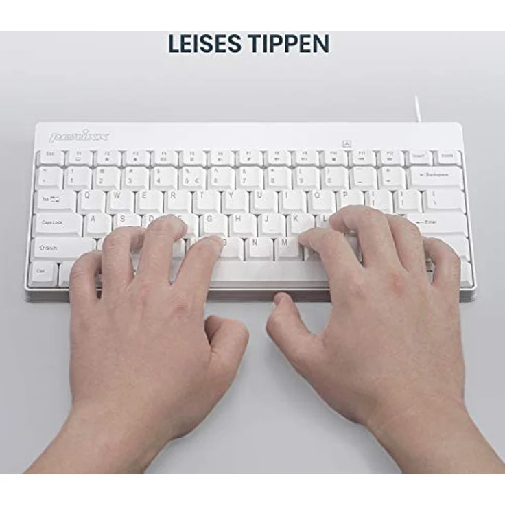 Perixx PERIDUO-212 Kompaktes Mini Tastatur und Maus Set, USB-Kabel, Deutsches Layout, Weiß, Ergonomisches Design und Präzise Maus – Bild 4