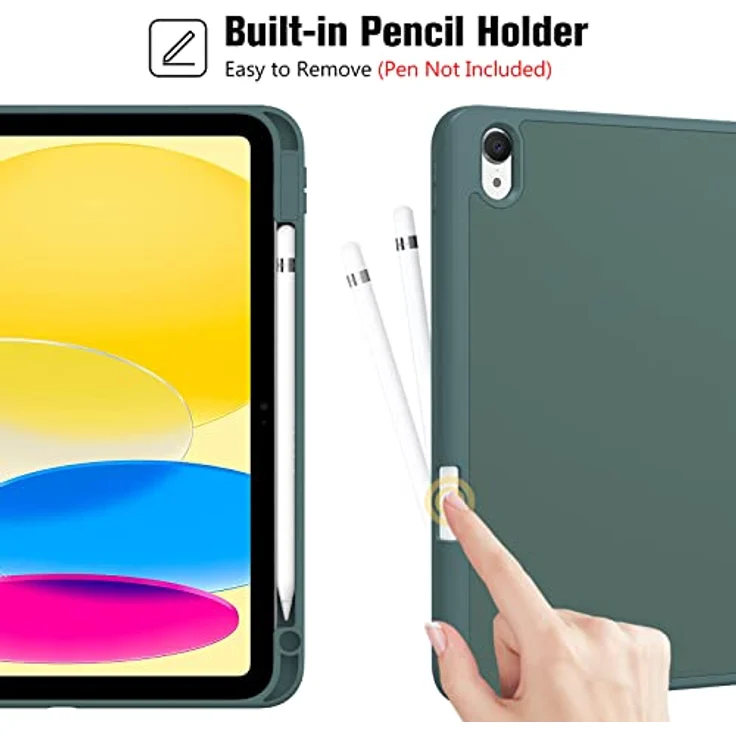 ProCase Hülle für iPad A16 11. & 10. Generation (2025/2022), leichte & dünne Schutzhülle mit Stifthalter und Smart Cover, Grün – Bild 3