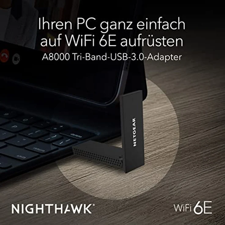 Netgear Nighthawk USB Wlan Stick WiFi 6E USB 3.0 USB Adapter (A8000) | AXE3000 Internet Stick Tri-Band Wireless Gigabit Speed (bis zu 3 Gbit/s) | neues 6 GHz Band | für Windows PC – Bild 2