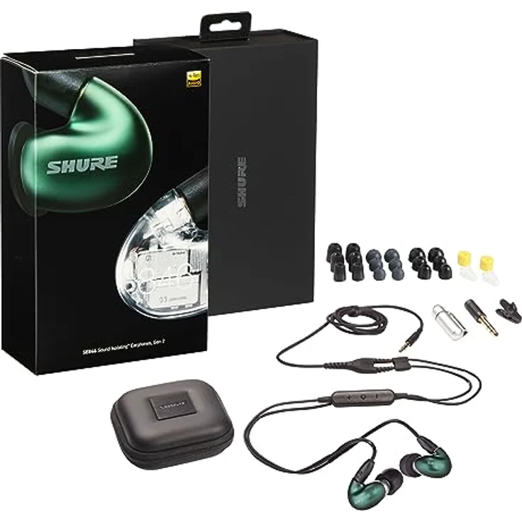 Shure SE846 Kabelgebundene Sound Isolating Ohrhörer, hochauflösender Klang, Vier Treiber, anpassbare Frequenzgang, sicherer In-Ear, abnehmbares Kabel, kompatibel mit Apple-und Android-Geräten – Grün – Bild 2