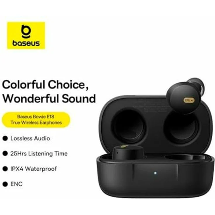 Baseus Bowie E18 True Wireless Noise Cancelling Kopfhörer, Bluetooth 5.3, IPX4, Schwarz – Bild 7