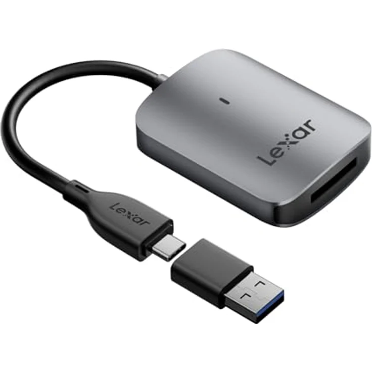 Lexar RW515 CFexpress Typ A Kartenleser, bis zu 900 MB/s, USB 3.2 Gen 2, inklusive USB-C-Kabel und USB-C-zu-USB-A Adapter, Metallgehäuse – Bild 1